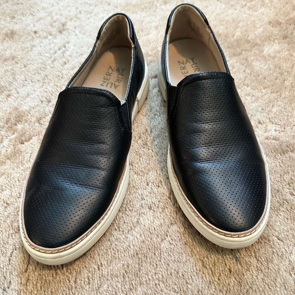 Naturalizer Black Perforated Slip-On Loafers